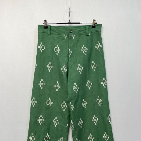 Zara Green Wide Leg Pants with White Pattern - Picture 13 of 16